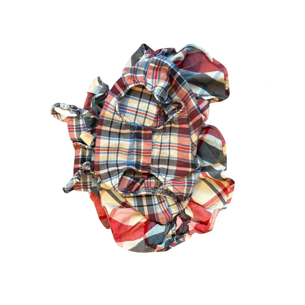 OshKosh B'gosh Plaid Ruffle Romper Baby Girls 9 Months